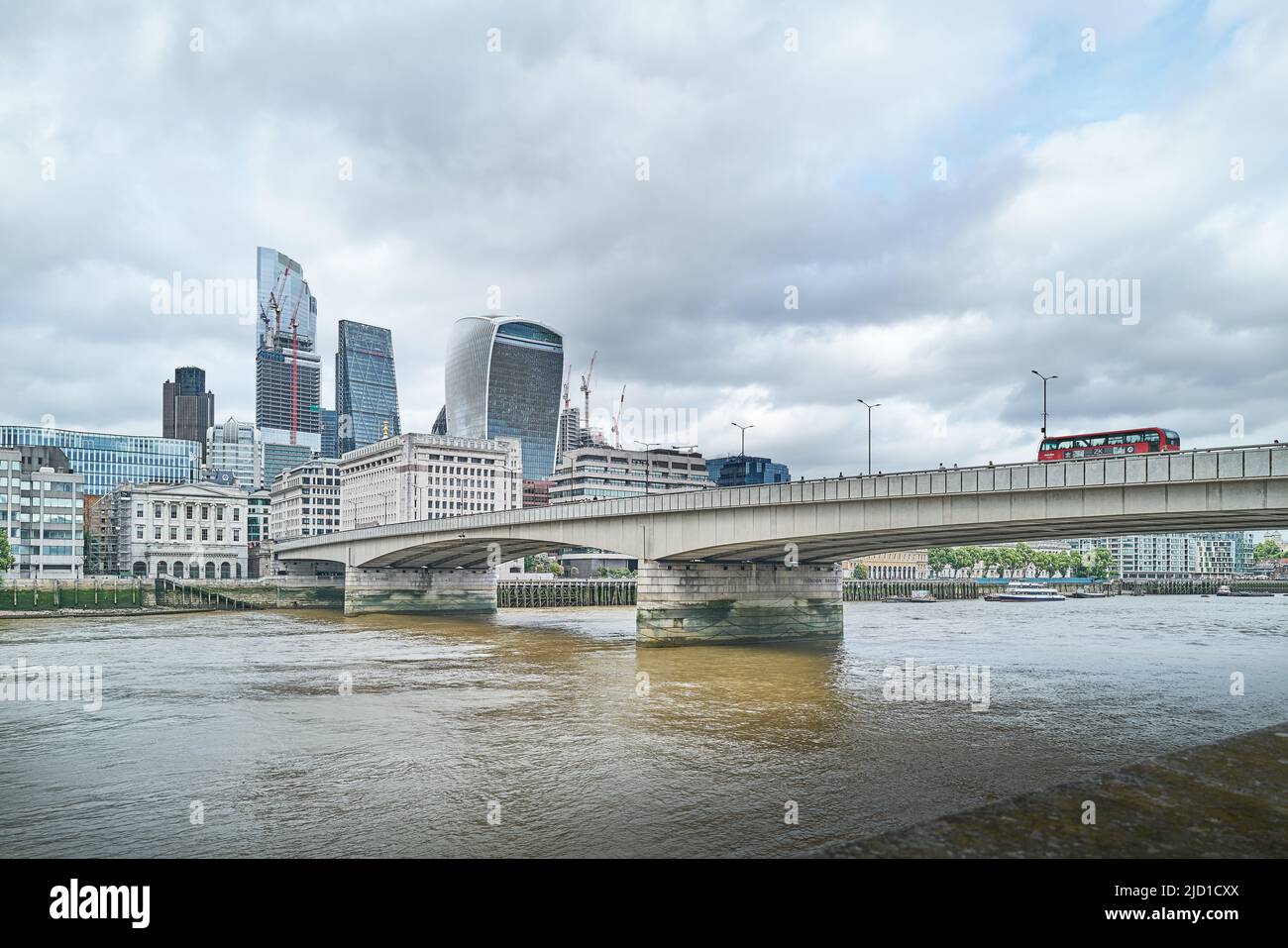 Waterloo bridge over the river Thames, and the city of London, England ...