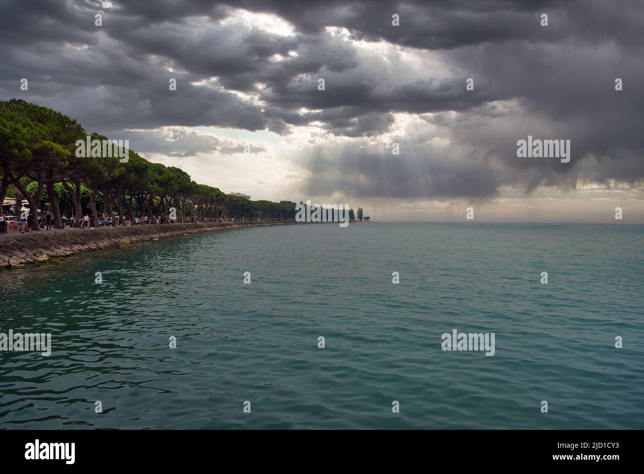 The canal in Peschiera del Garda, Italy on sunny day of May, 05, 2022. Stock Photo