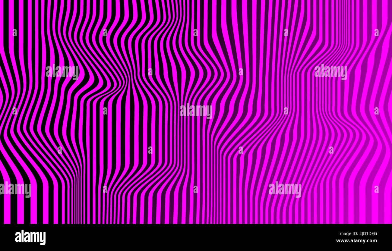 Distortion lines background. Distort stripes, abstract modern pattern. Op art illusion waves. Dynamic surface Stock Vector