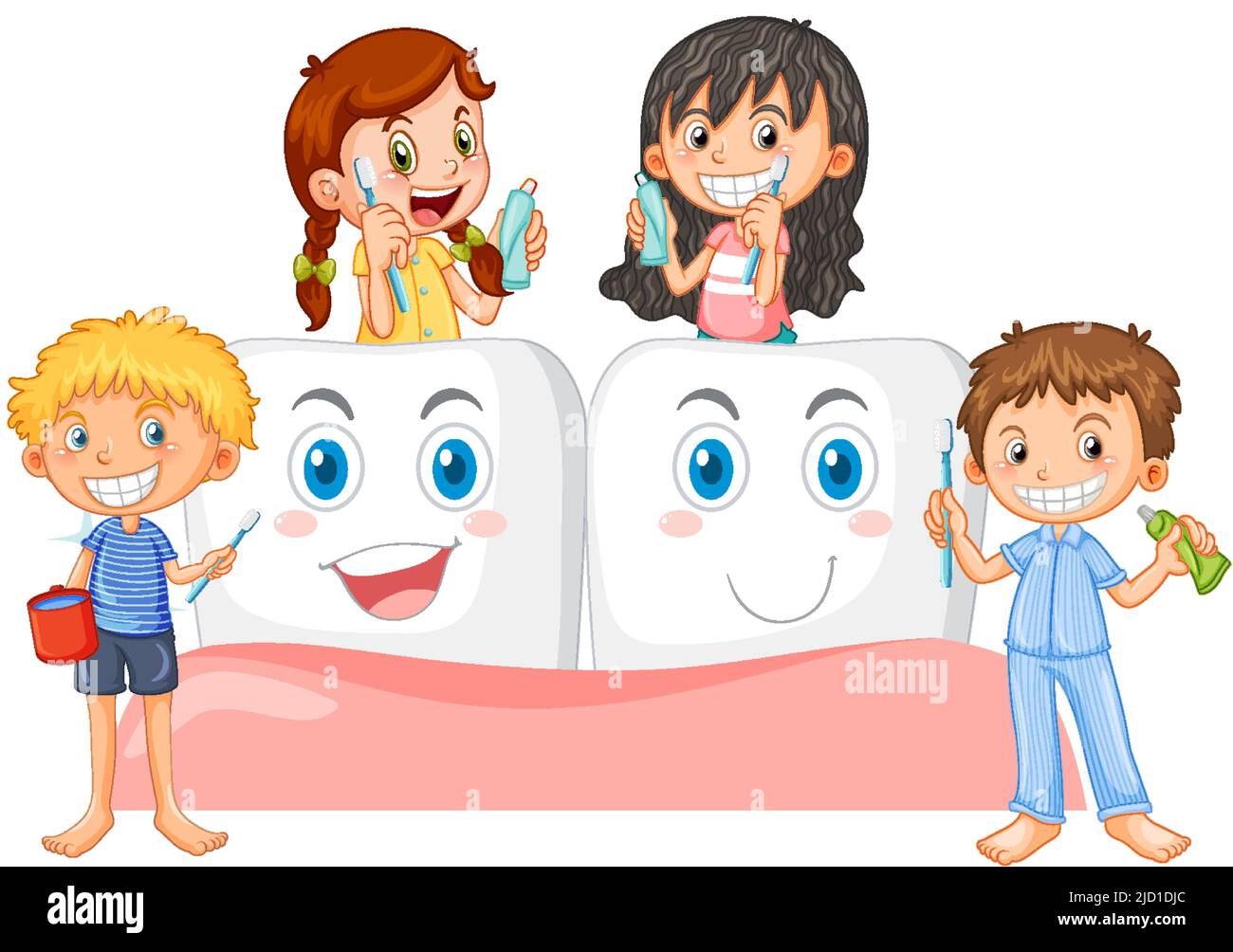 Group of children cleaning teeth illustration Stock Vector Image & Art ...
