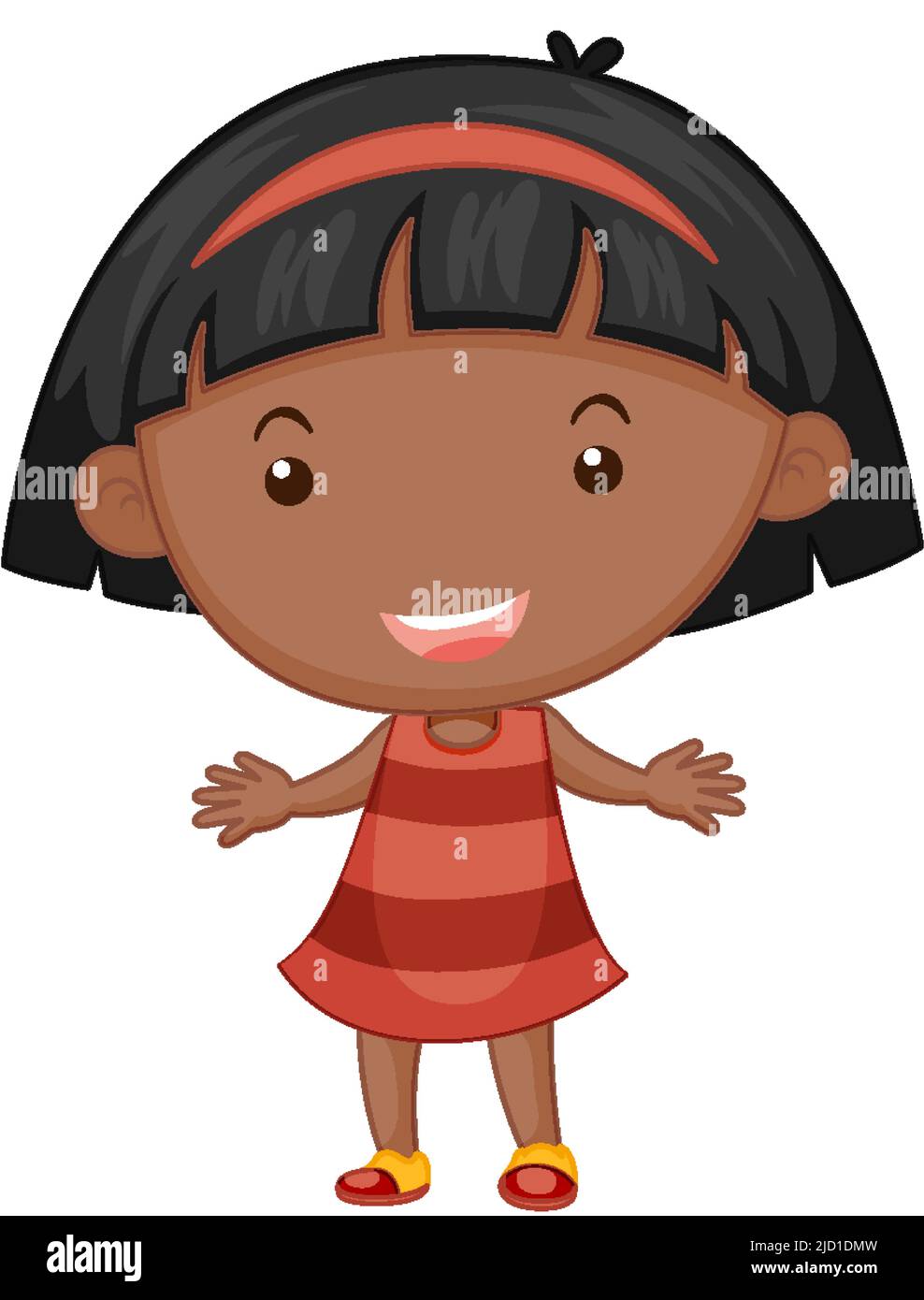 Cartoon little girl with big head illustration Stock Vector Image & Art