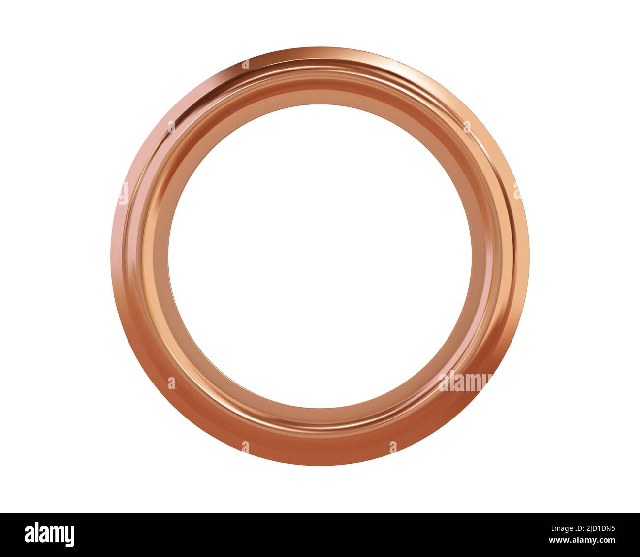 Copper metal grommet ring for paper, card, tag, sticker or hanger isolated on white background. Banner steel or chrome circle realistic eyelet mockup. Stock Vector