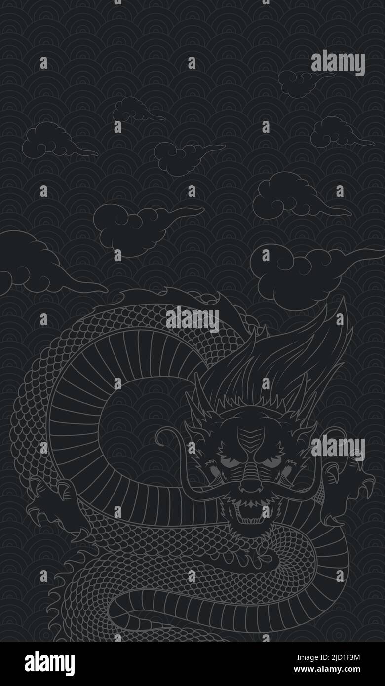 chinese dragon black background poster Stock Vector Image & Art - Alamy