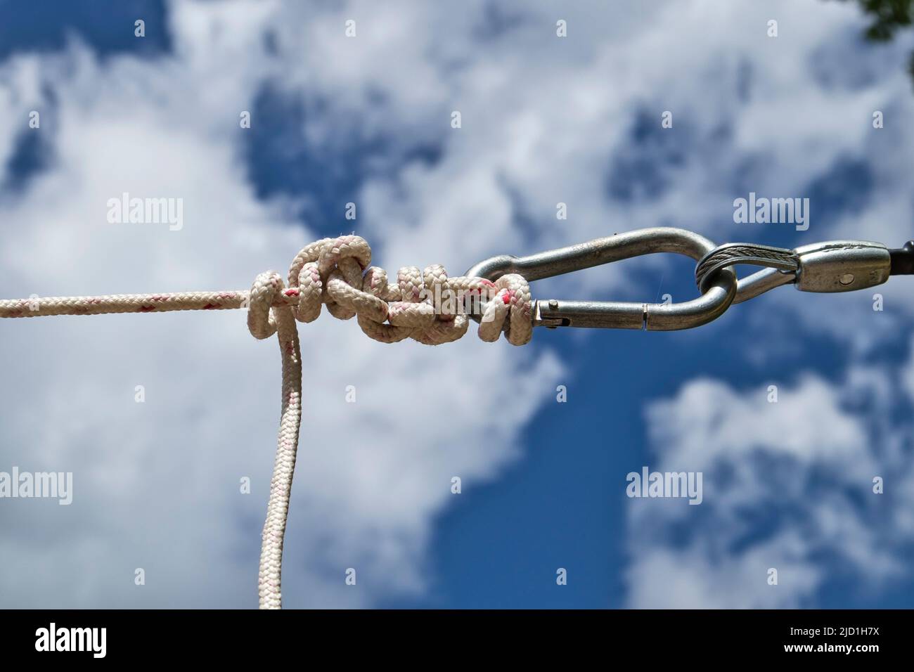 Snap hook with a rope Stock Photo Alamy