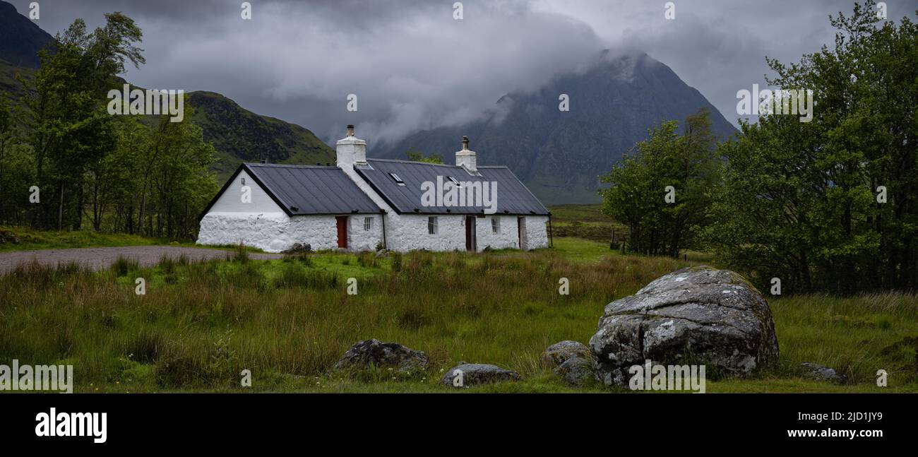 Black Rock Cottage, Glencoe, Scotland Stock Photo