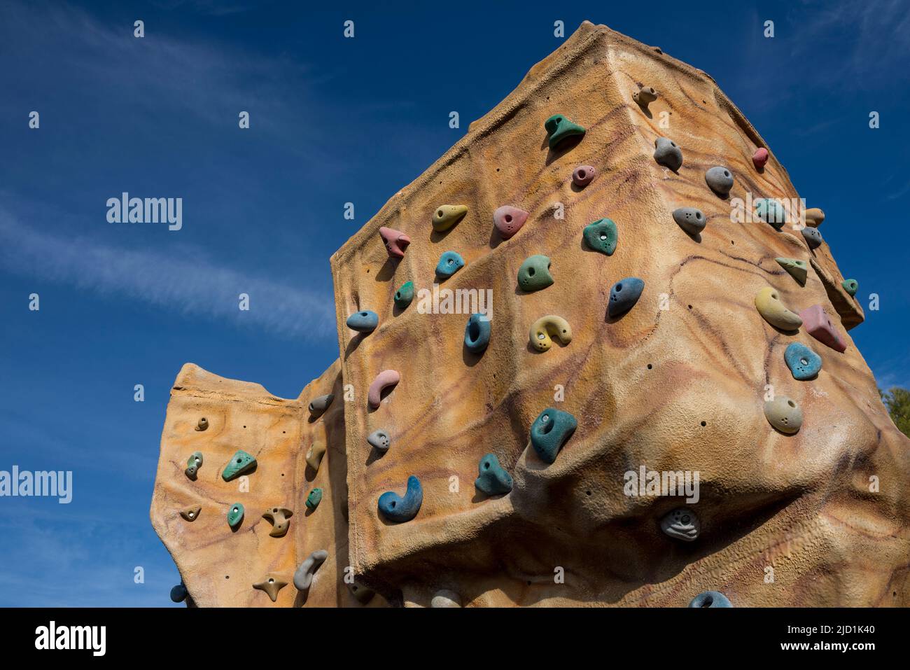 Climbing gym outdoor rock climbing wall pattern. Stock Photo