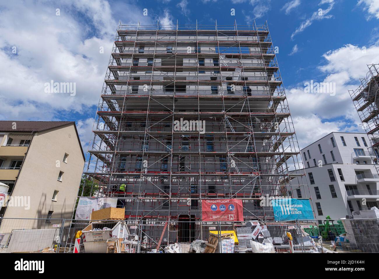 Construction of a highrise apartment building, Nuremberg, Middle