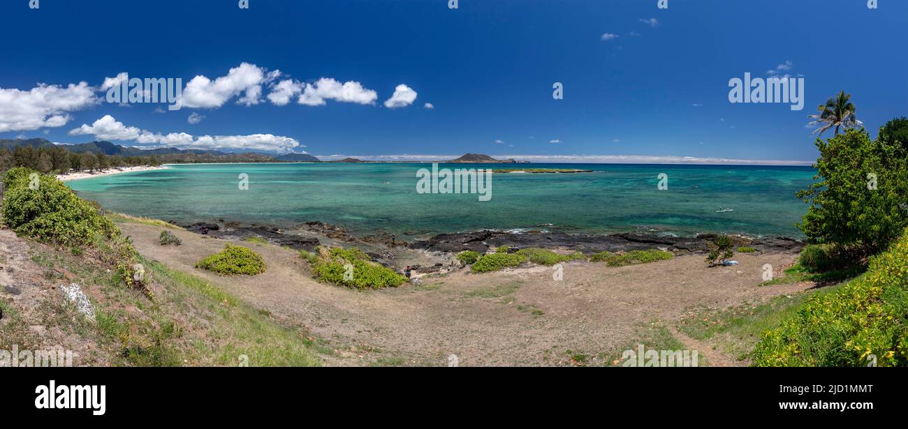 Kailua Beach Park, back Popoia Island, Kailua, Oahu, Hawaii, USA Stock