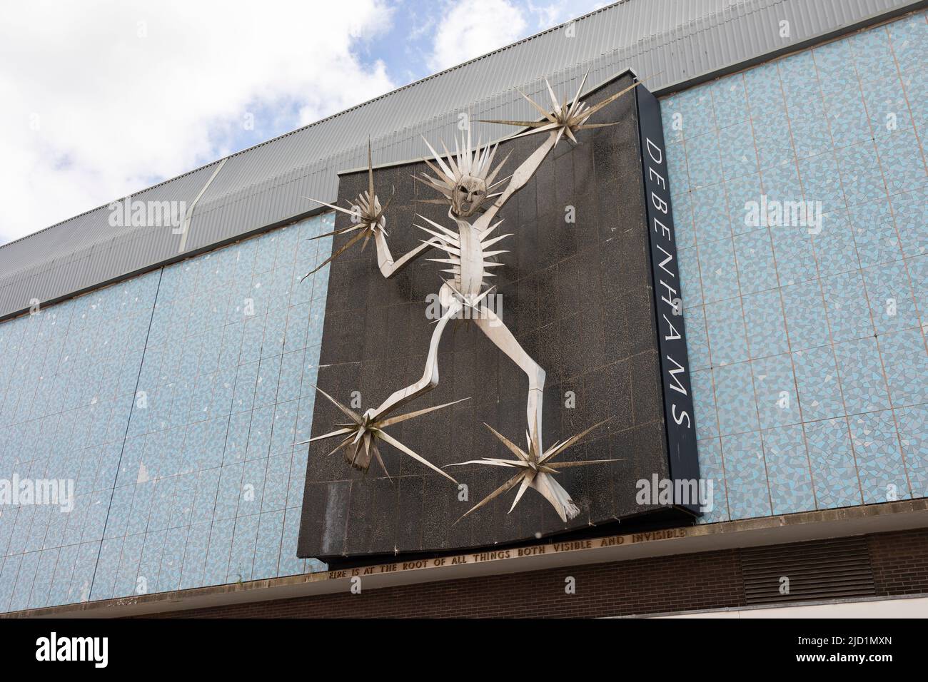 now since closed down,  The famous department store Debenhams in the Intu potteries shopping centre and in the high street of the city centre, Stock Photo