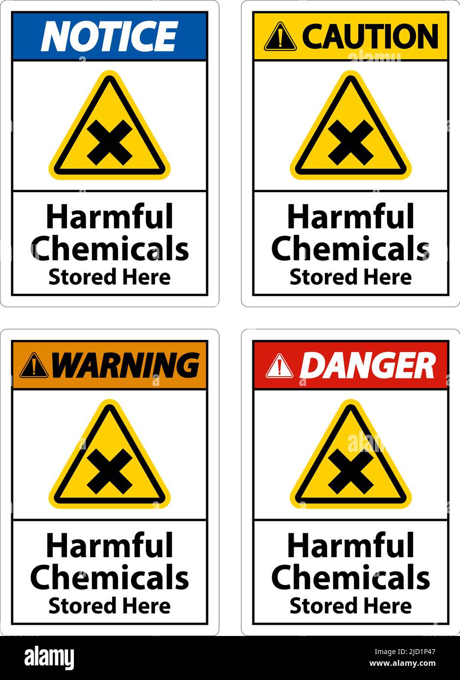 Harmful Chemicals Stored Here Sign On White Background Stock Vector