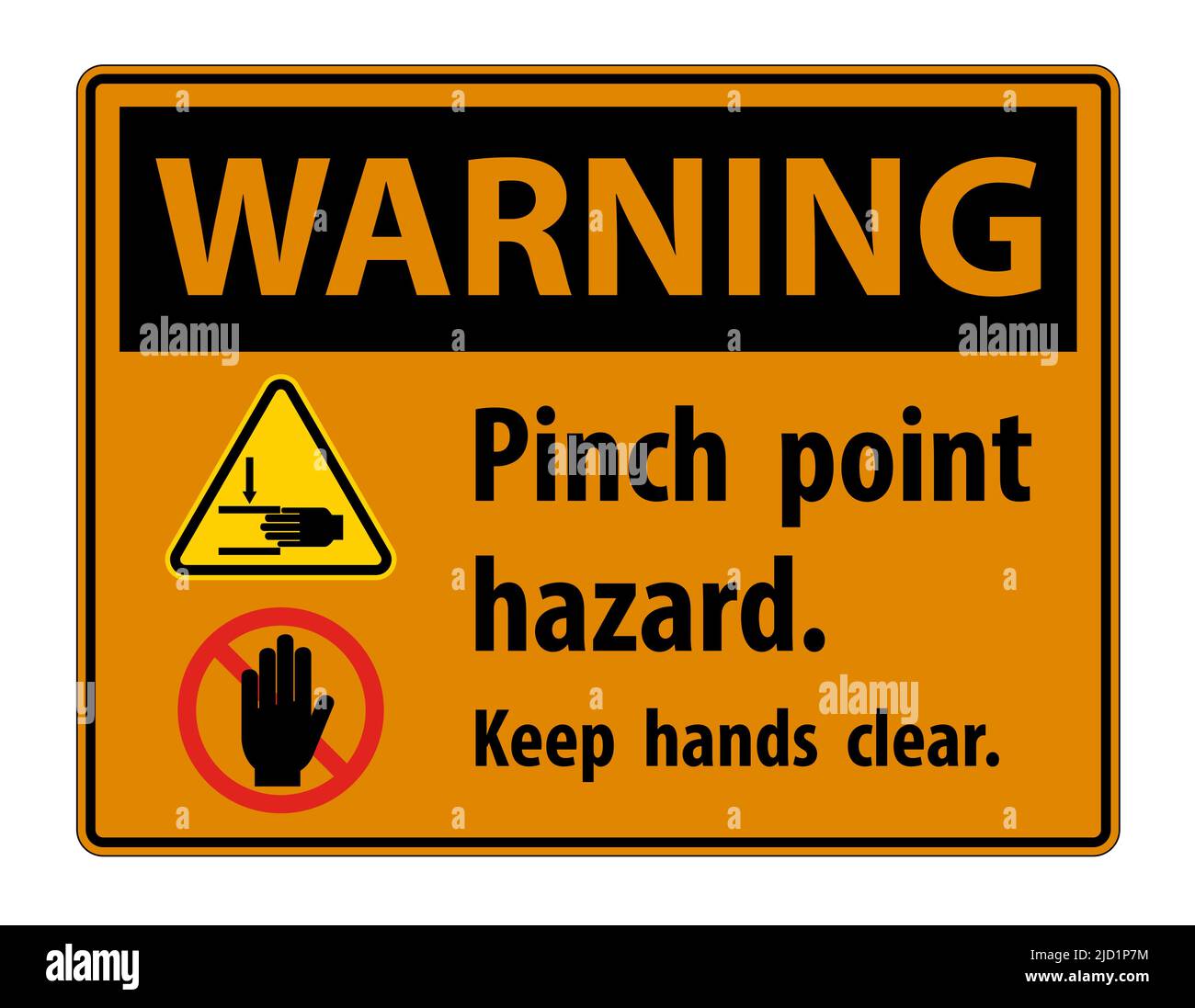 Warning Pinch Point Hazard,Keep Hands Clear Symbol Sign Isolate on