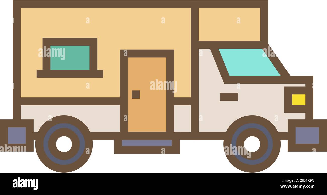 Camper icon. Travel transport. Color trailer vehicle Stock Vector