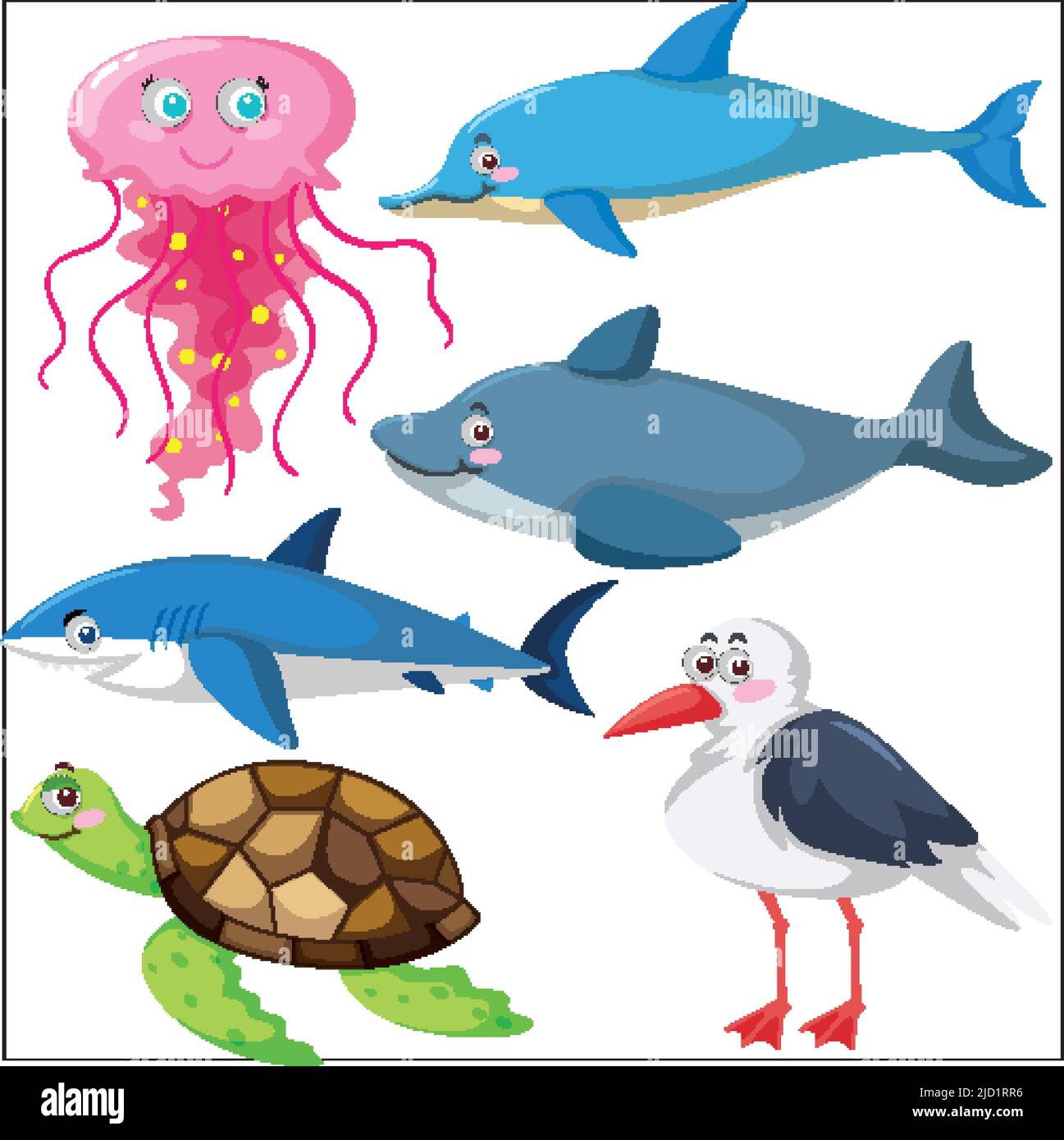 Set of different sea animals illustration Stock Vector Image & Art - Alamy