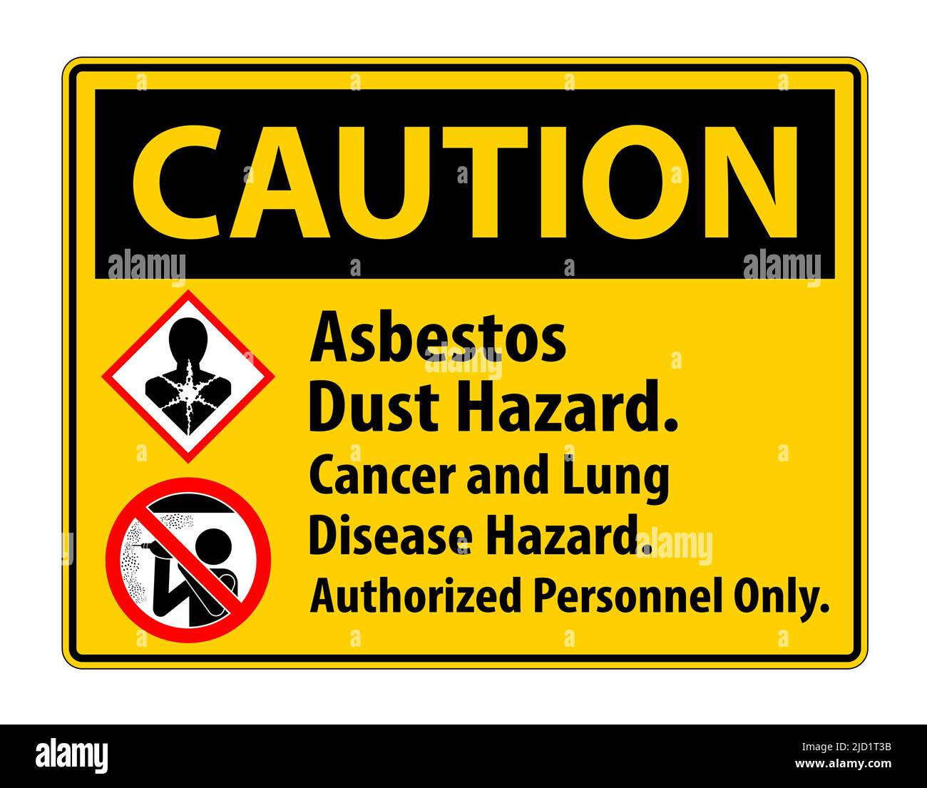 Caution Safety Label,Asbestos Dust Hazard, Cancer And Lung Disease