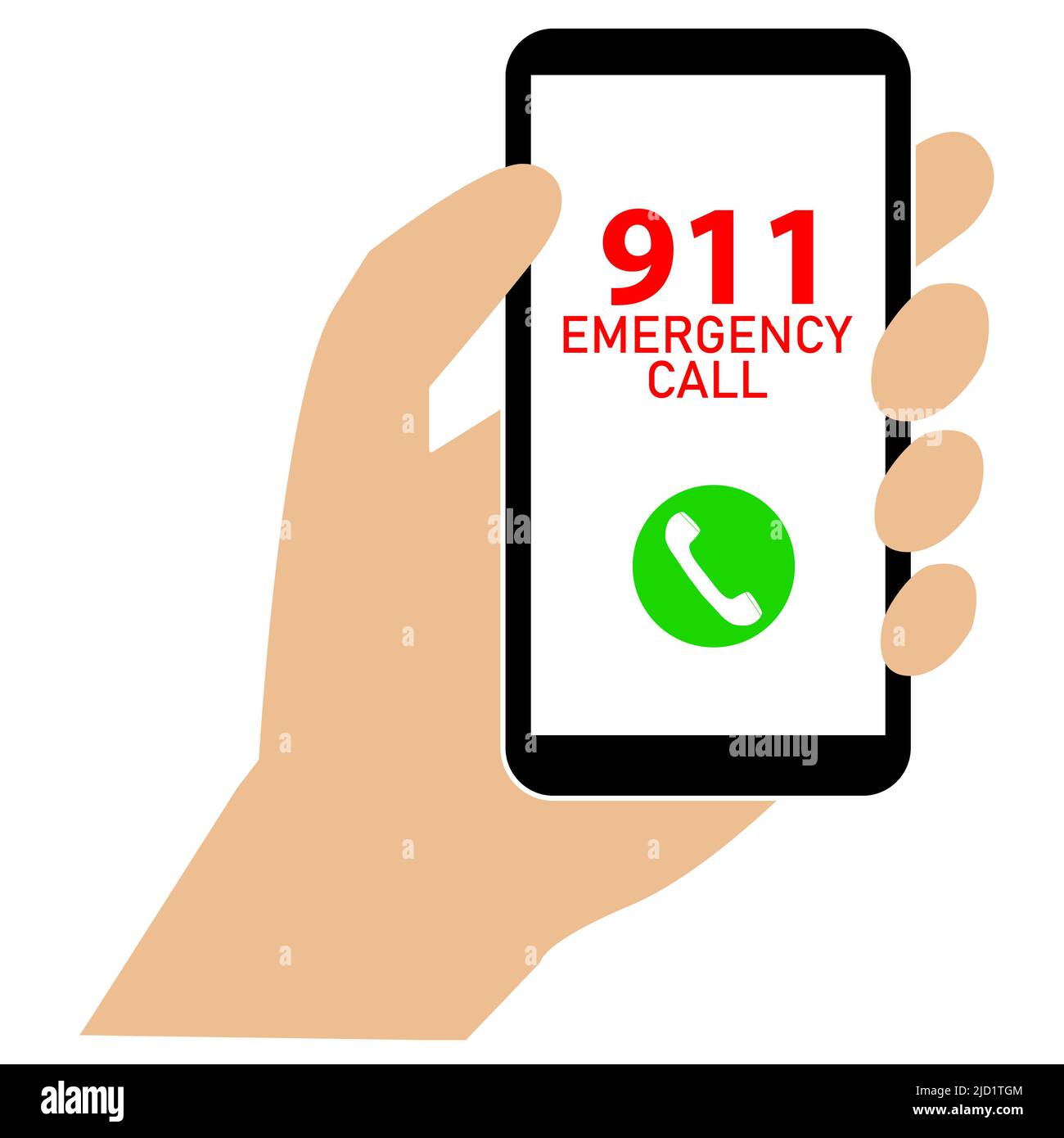 a hand dials 911 number on the phone. 911 calling sign. First aid