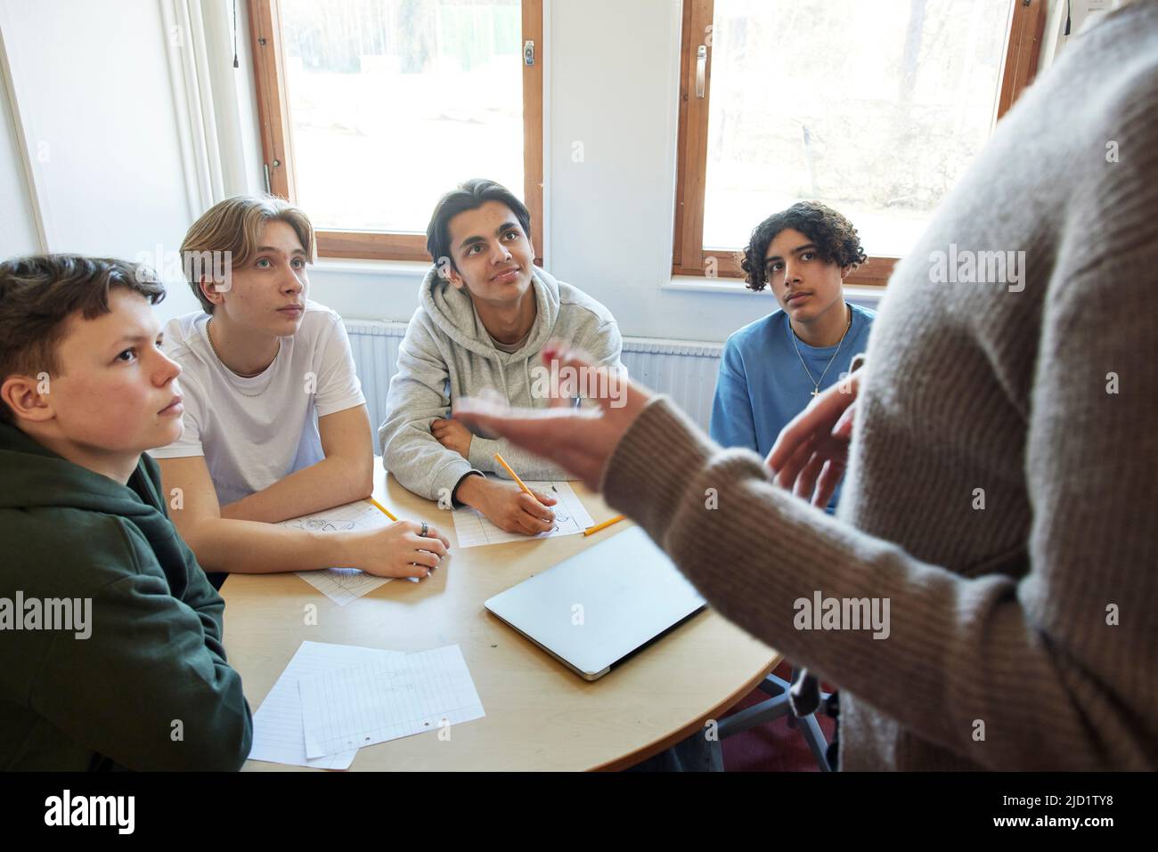 Children teacher school talking table hi-res stock photography and ...