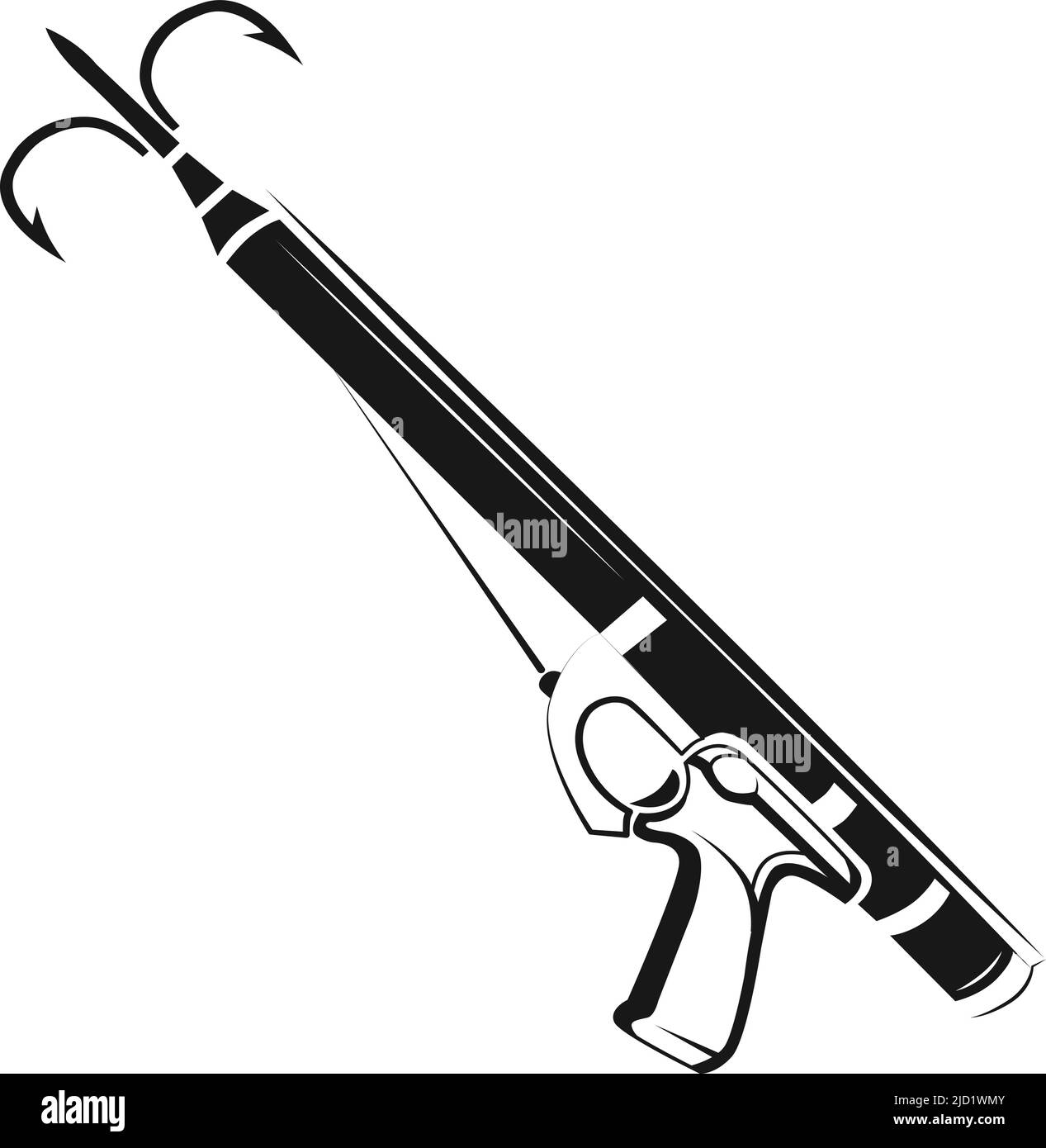 Harpoon gun icon. Black hunting weapon symbol Stock Vector Image