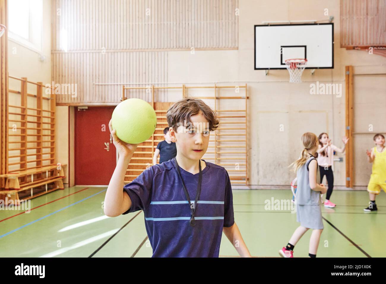 Children having PE class in school gym Stock Photo Alamy