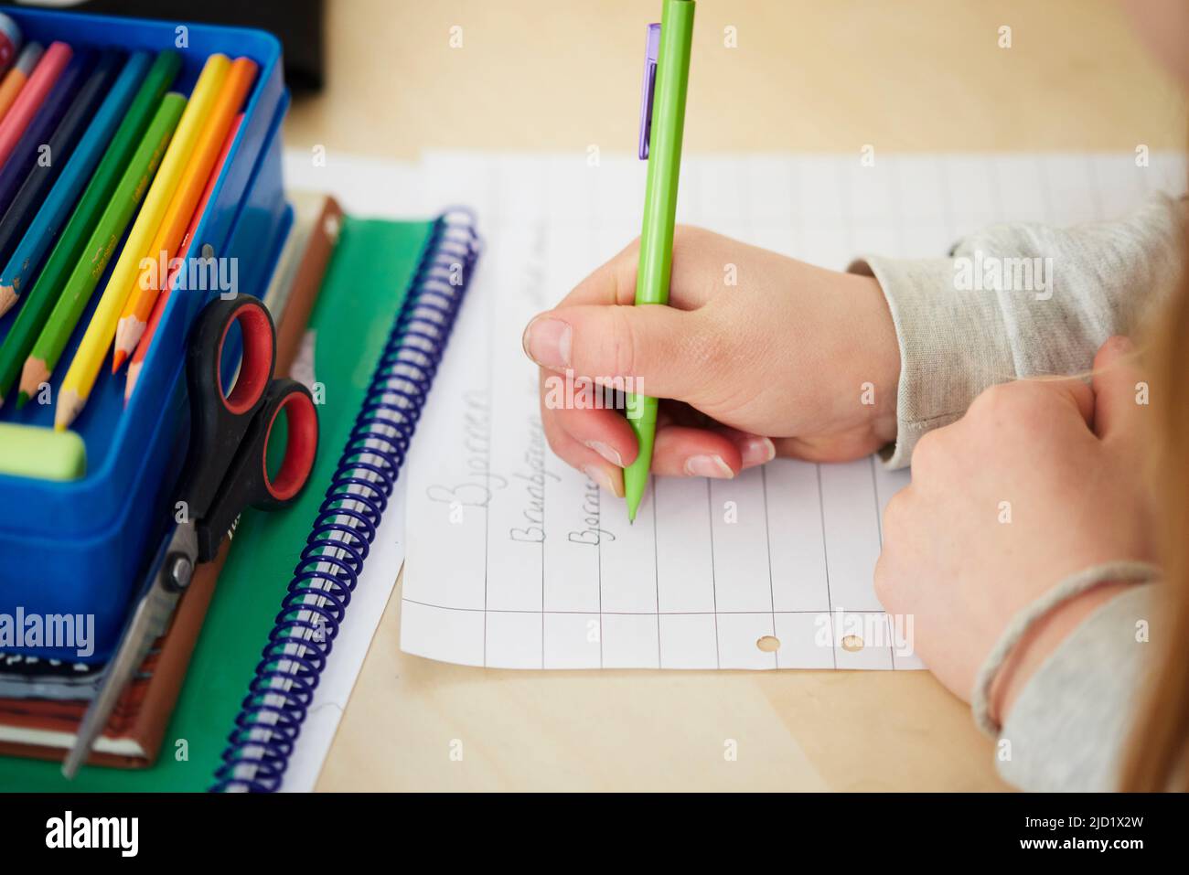 Child's hand writing Stock Photo - Alamy