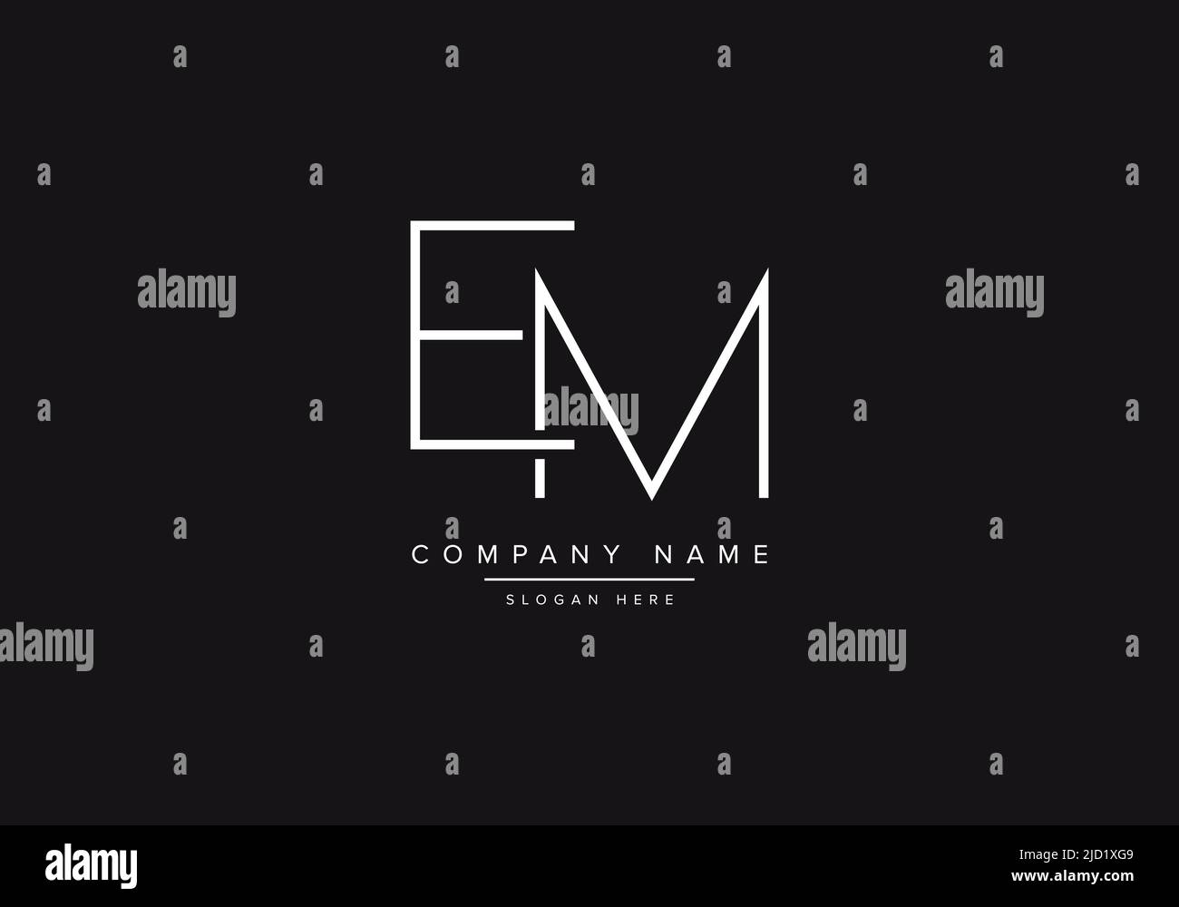 Alphabet EM illustration monogram vector logo template in classic luxury style and black background Stock Vector