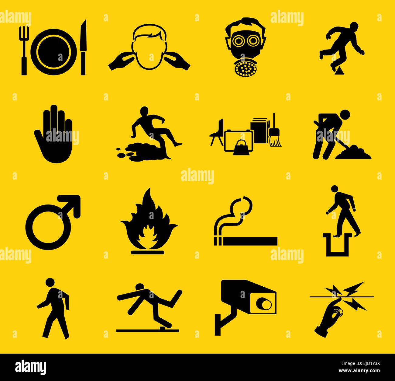 Warning signs,industrial hazards icon labels Sign Isolated on White