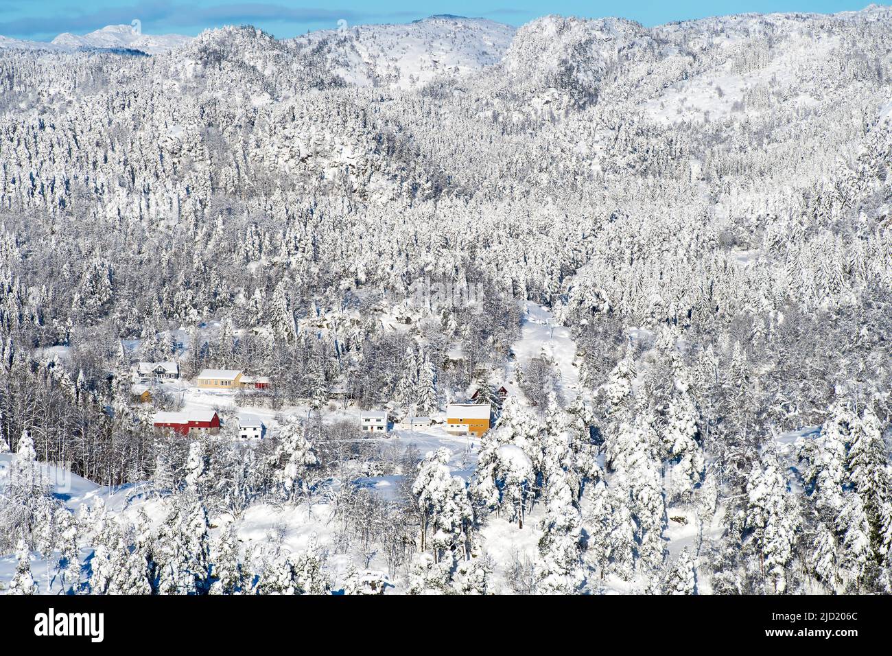 Winter landscape at Haddeland, Haegebostad county, Vest-Agder, Norway Stock Photo