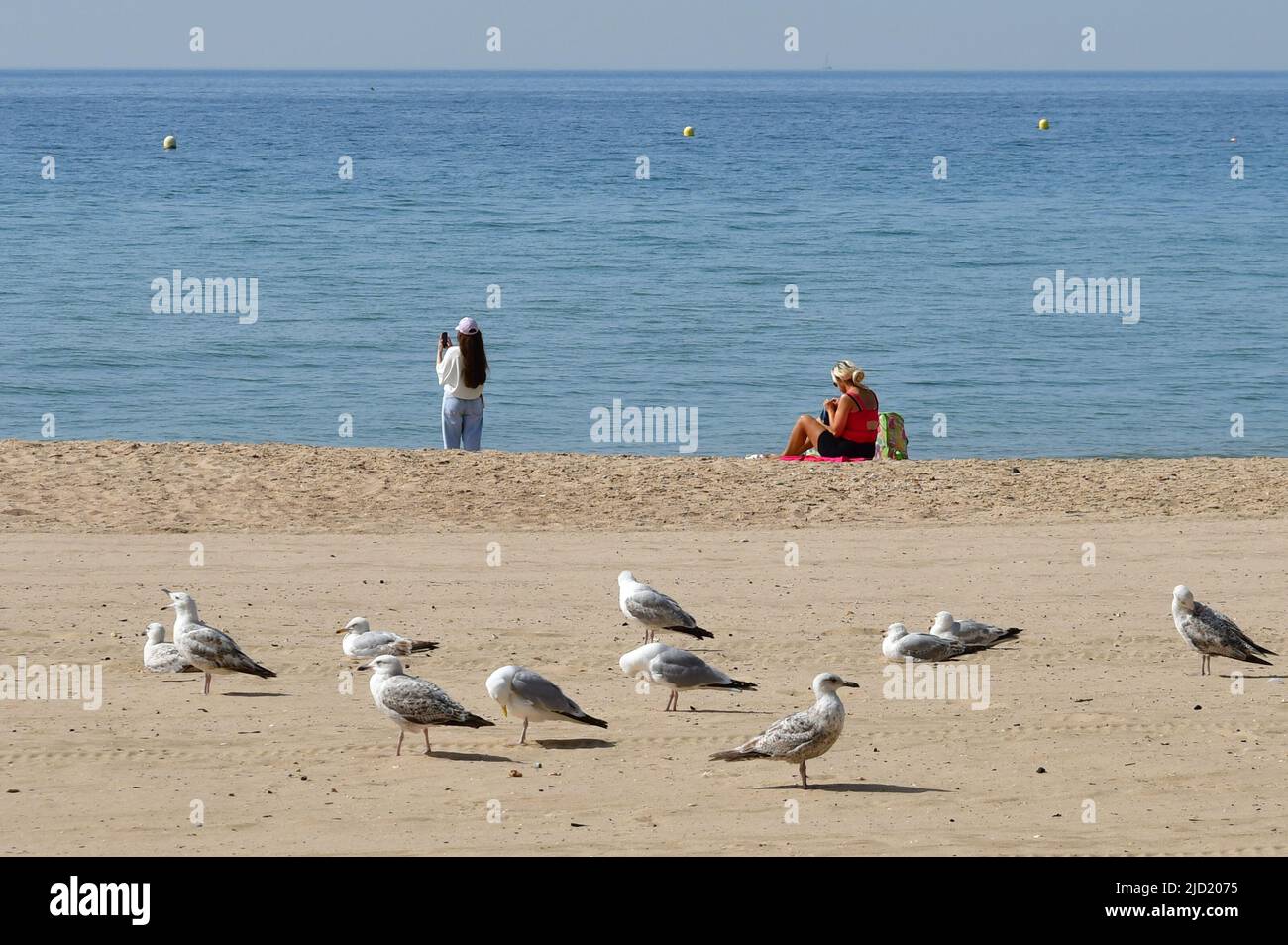 Boscombe, Bournemouth, Dorset, UK. 17th June, 2022. Weather. Set to be the hottest day of the year so far as the short heatwave peaks. People head to the beach for the sunshine and some fresher sea air. Early arrivers find plenty of space. Credit: Paul Biggins/Alamy Live News Stock Photo