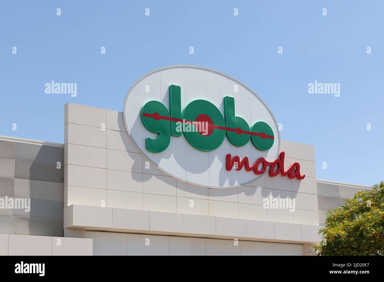 ALFAFAR, SPAIN - JUNE 06, 2022: Globomoda is an Italian company specialized in clothing and footwear Stock Photo