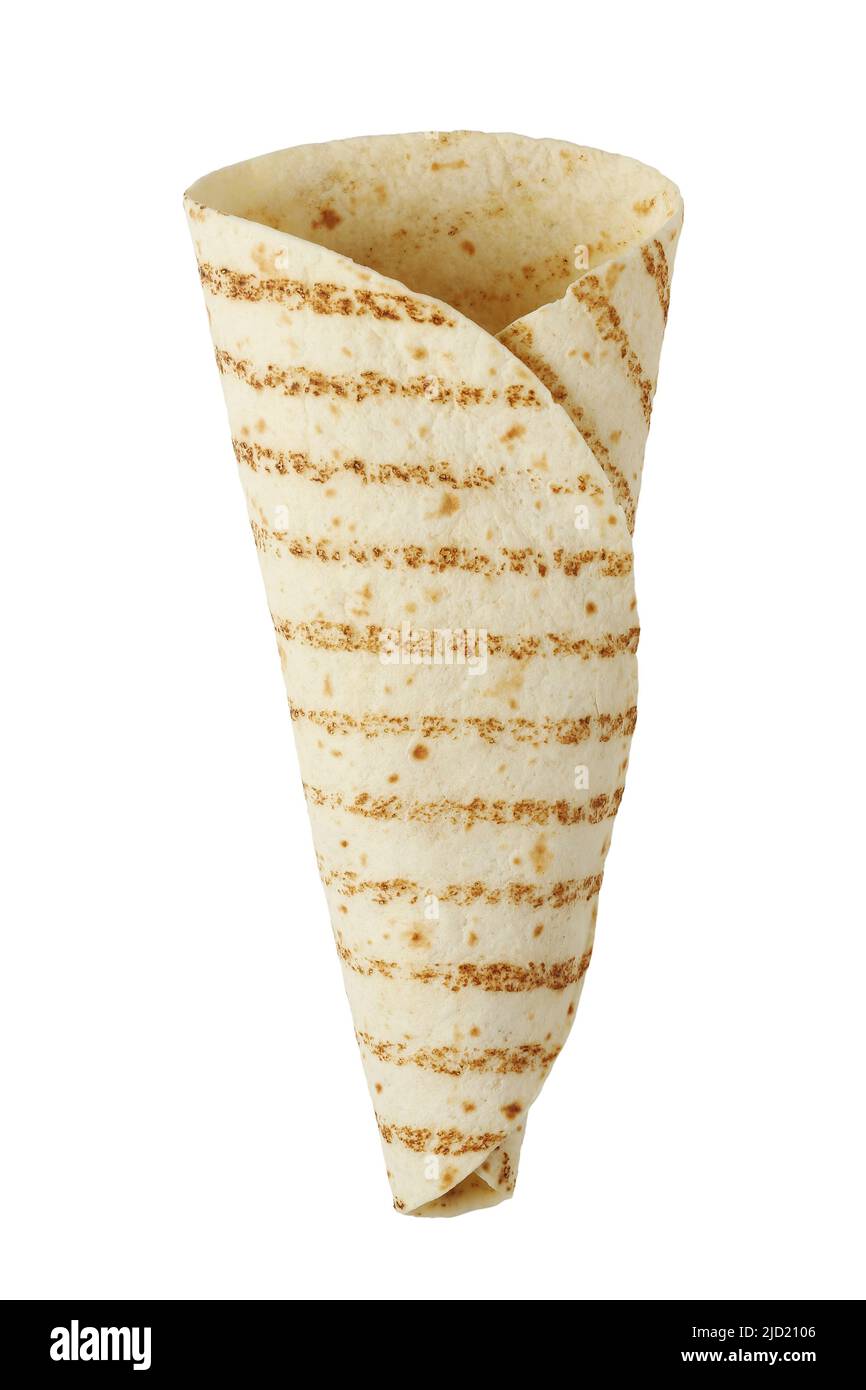 empty folded tortilla isolated on white Stock Photo