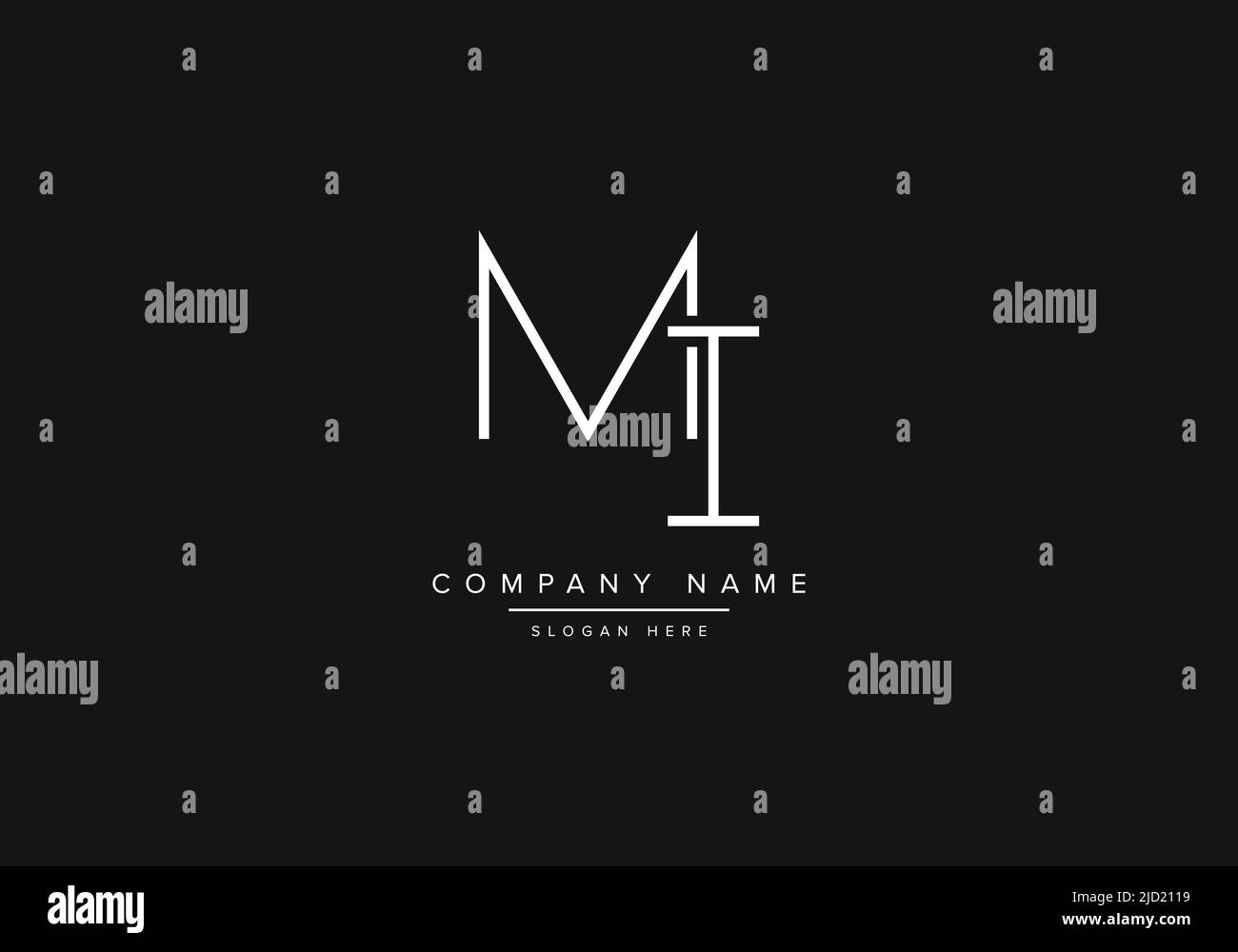 MI, abstract monogram vector logo design, initial logo, line art, logo, vector, alphabet logo, alphabet vector, Stock Vector