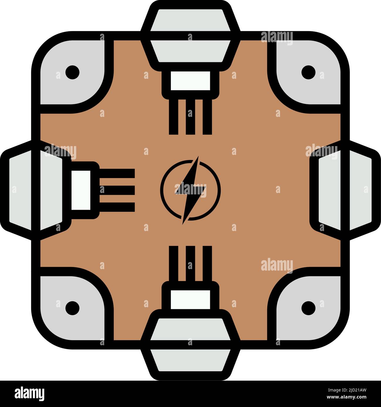 Electrical Junction Box Icon. Editable Bold Outline With Color Fill