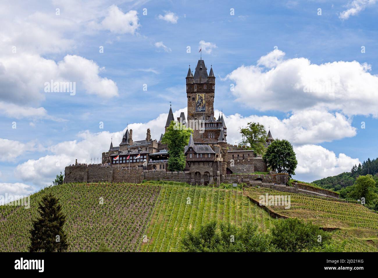 Historic european castle - Reichsburg Cochem in Cochem, Germany. Stock Photo