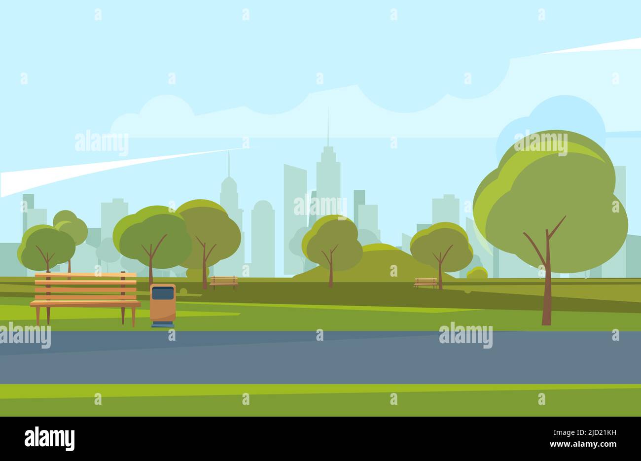 Park landscape. Urban green nature area panorama Stock Vector Image ...