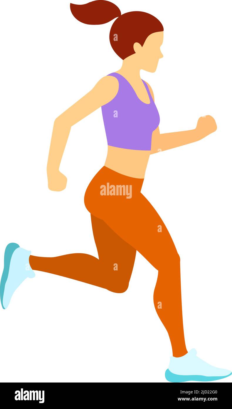 Active young woman in leggins and sneakers jogging Stock Vector