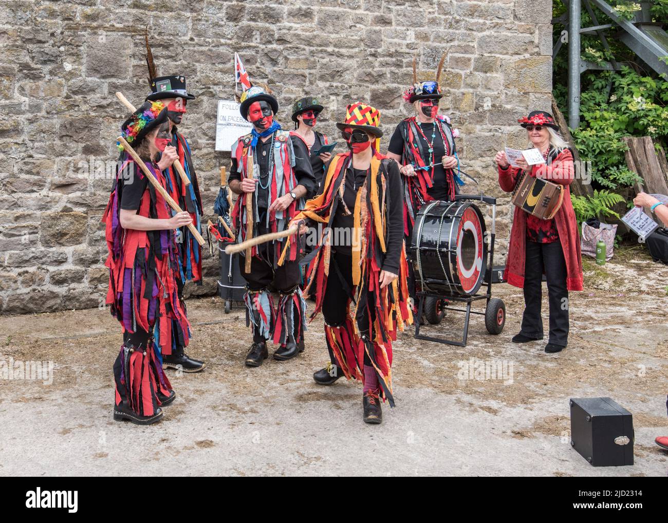 Flagcrackers of Skipton (Craven) performing & having fun  at Cappelside Farm Rathmell,Yorkshire at the Open Farm Day on 12th June 2022. Stock Photo