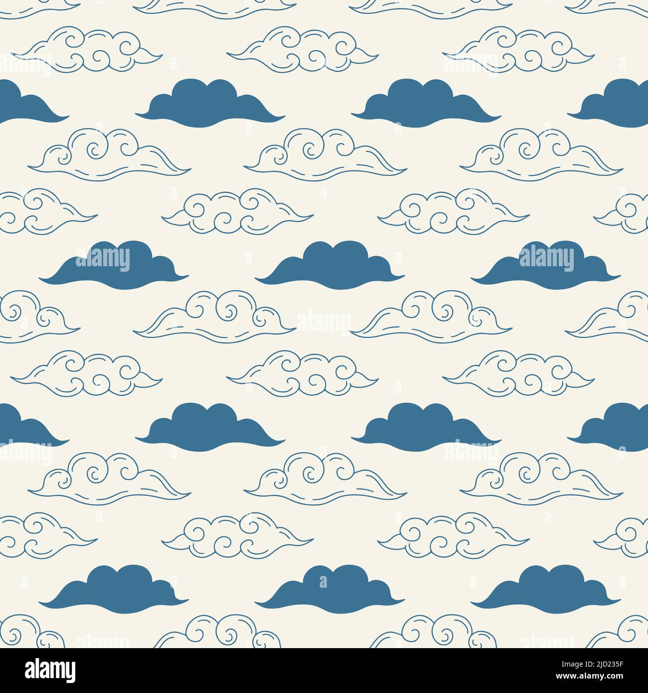 Japanese, Chinese ocean waves, clouds seamless pattern Stock Vector ...