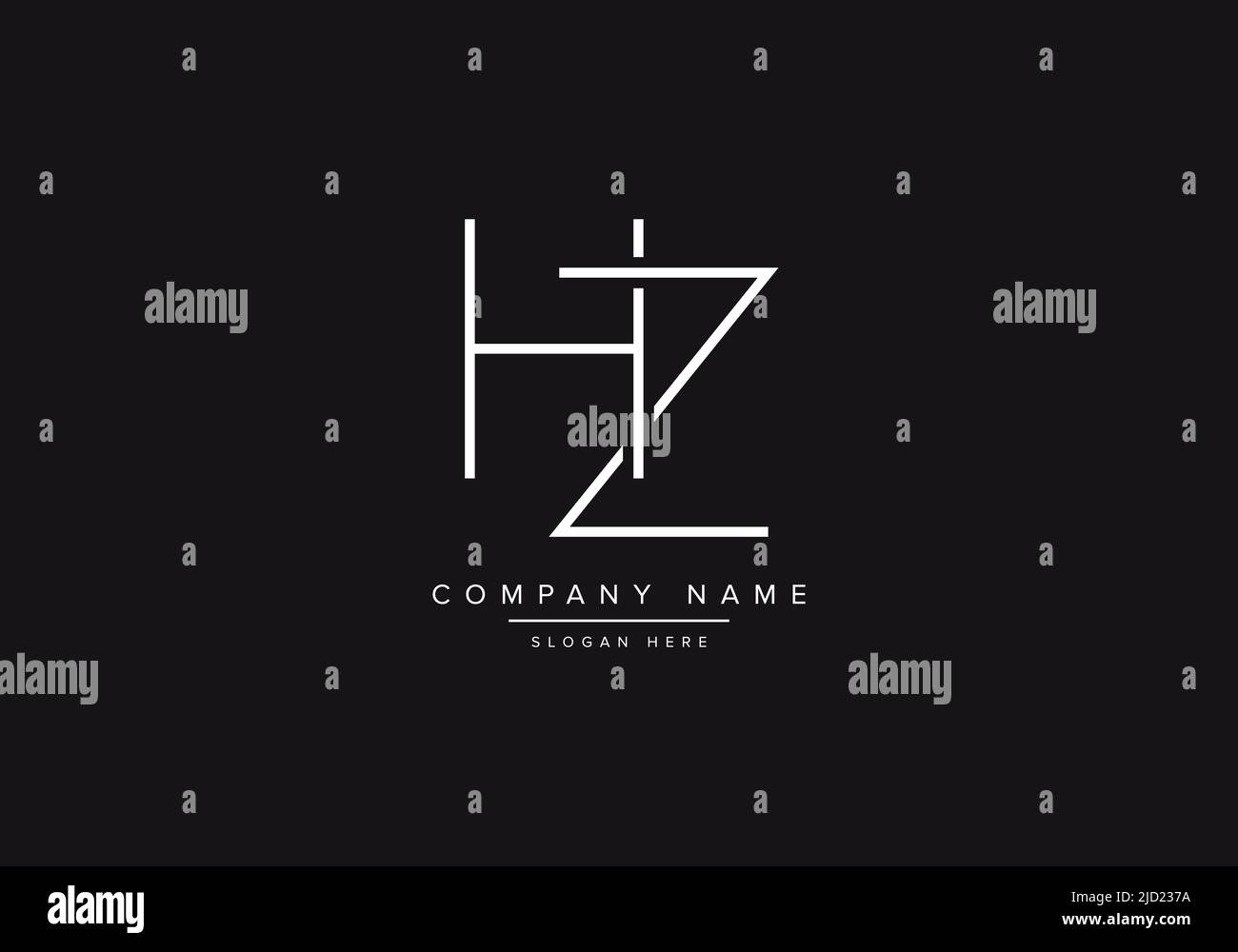 HZ, abstract monogram vector logo design, initial logo, line art, logo ...