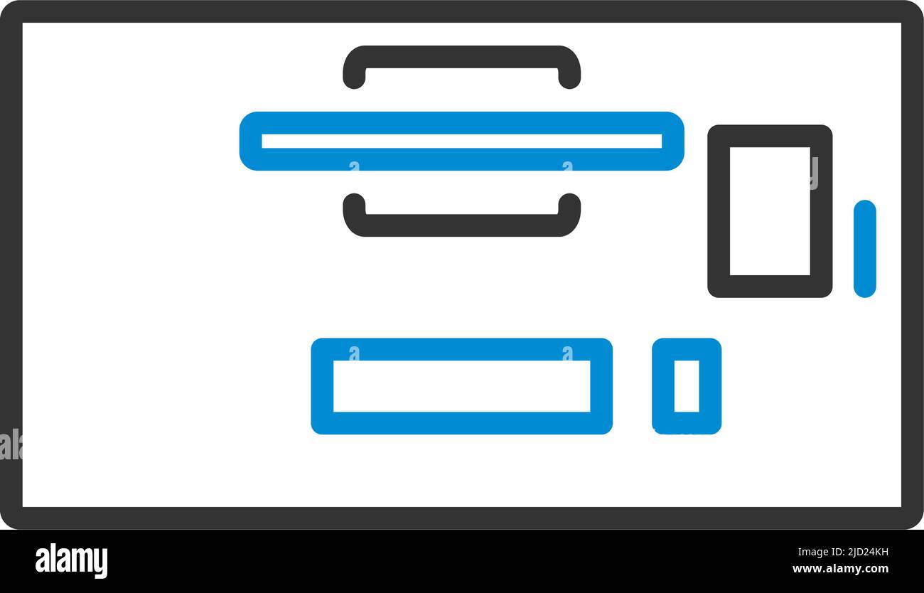 Office Table Top View Icon. Editable Bold Outline With Color Fill ...