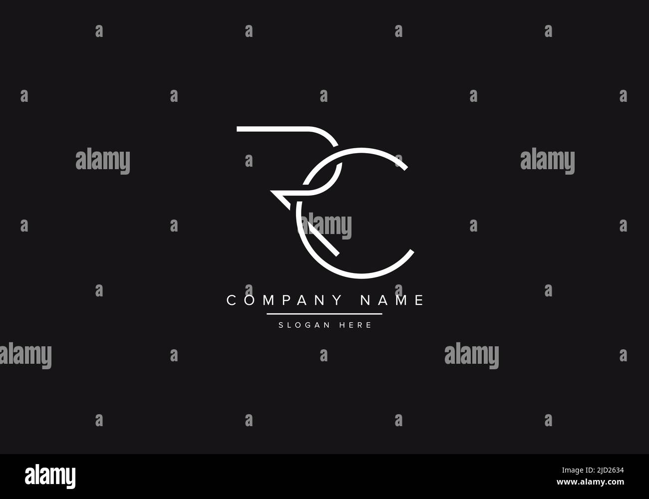 RC line art logo, abstract monogram letter logo vector illustration ...