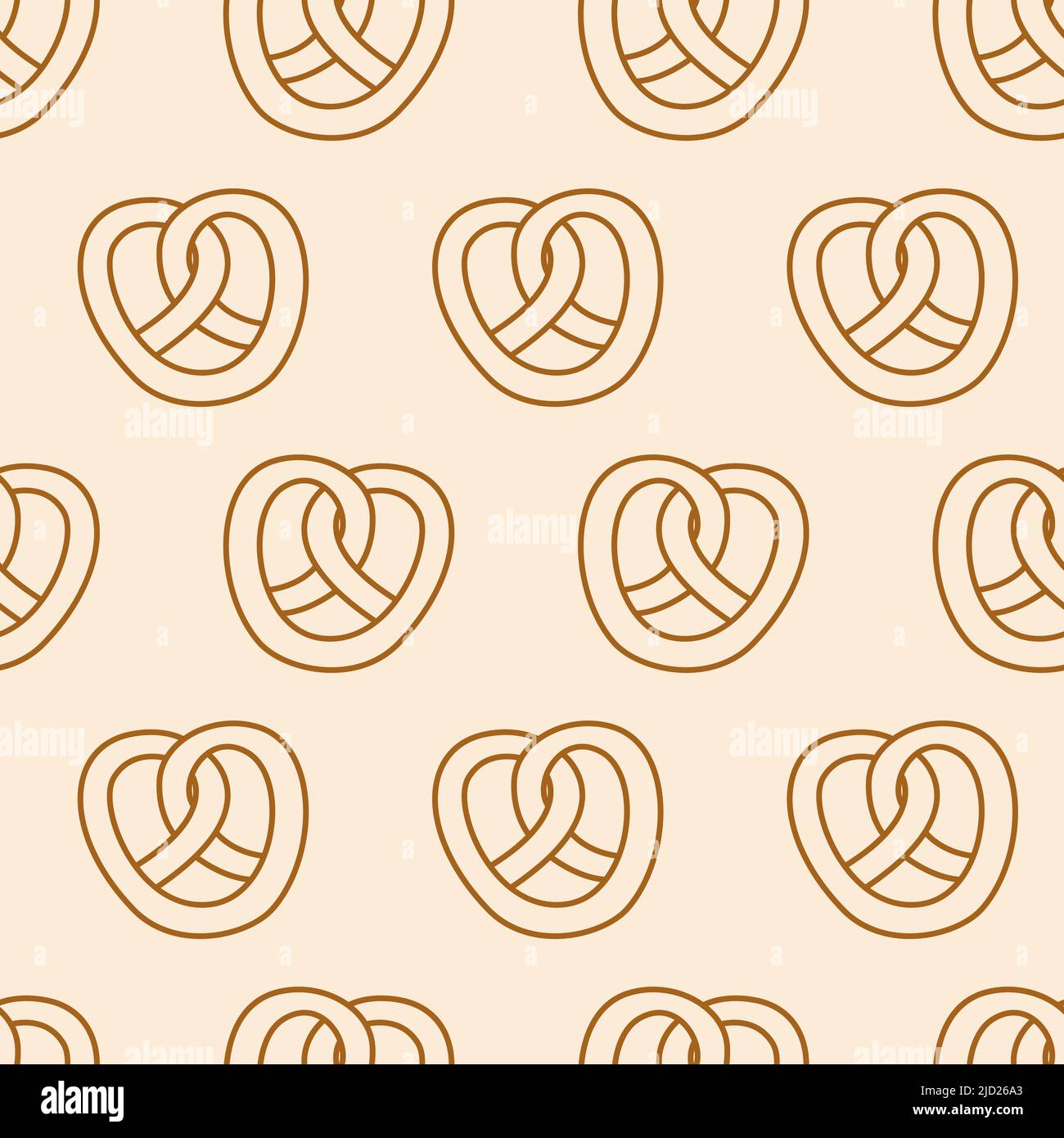 Seamless pattern with pretzel. Bakery cute hand drawn doodles repeat background Stock Vector