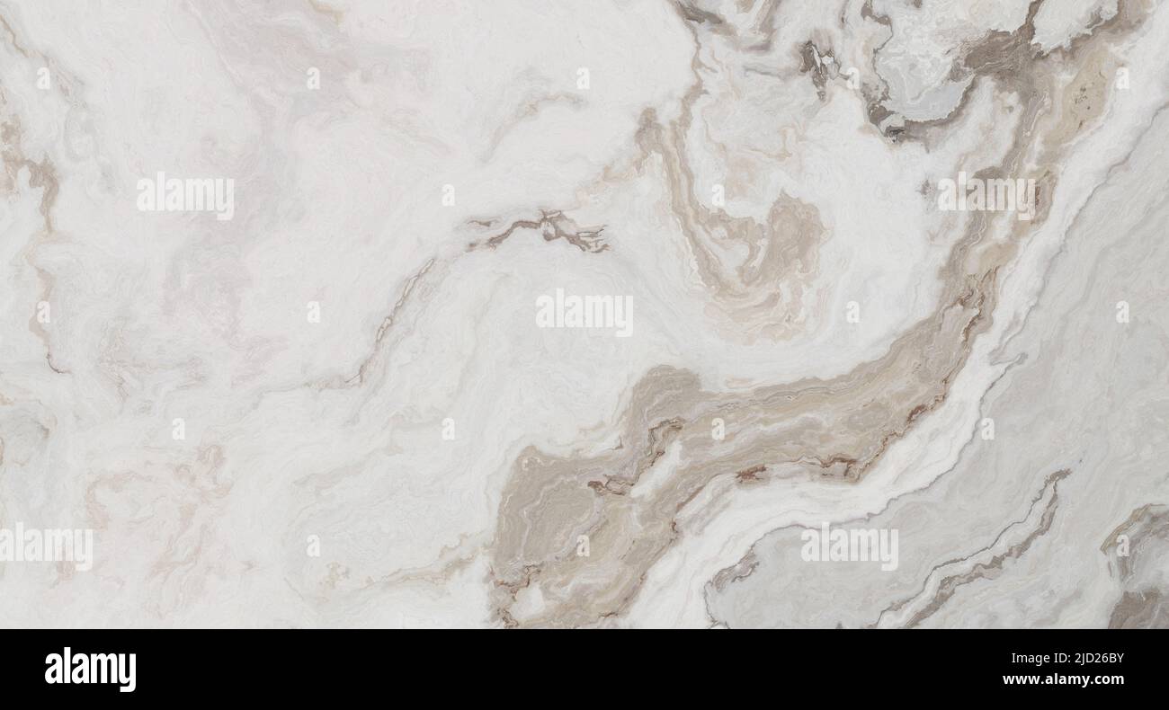 White marble pattern with curly brown veins. Abstract texture and ...