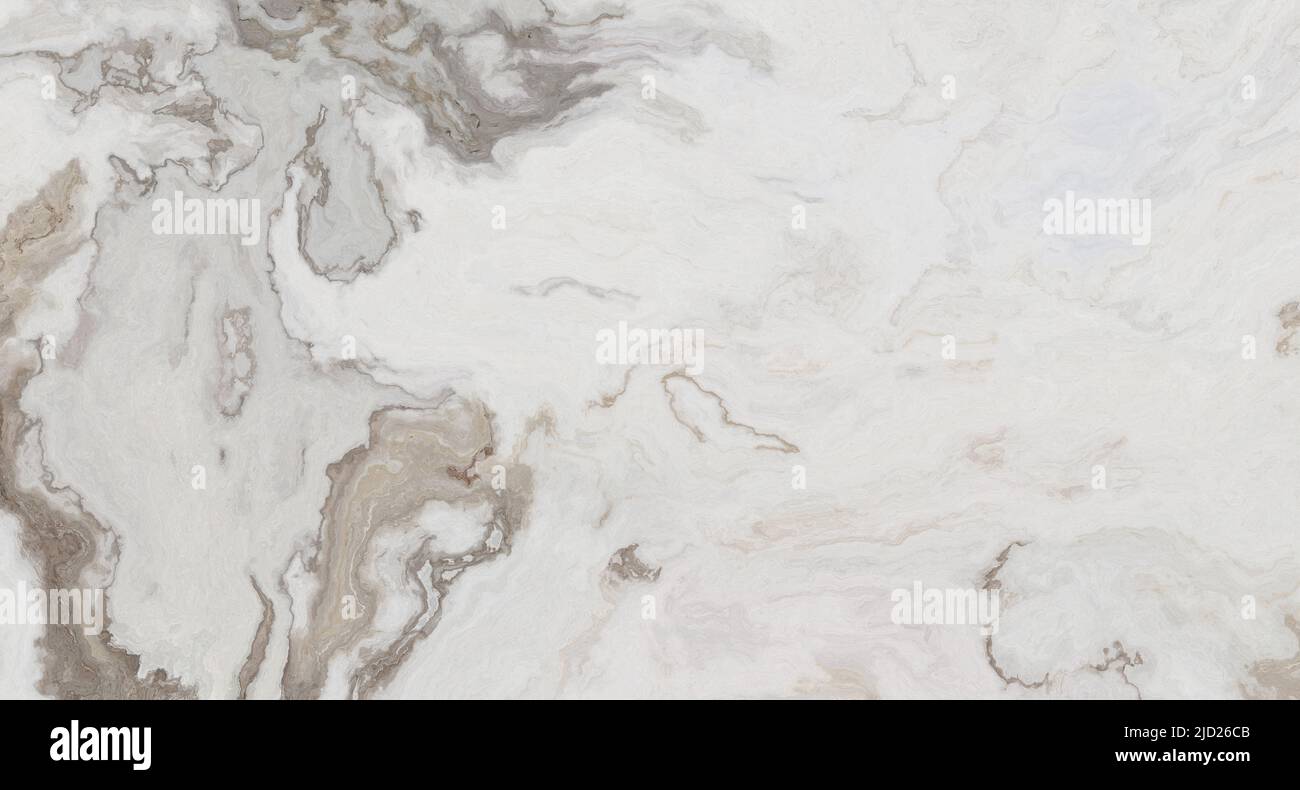 White marble pattern with curly brown veins. Abstract texture and ...