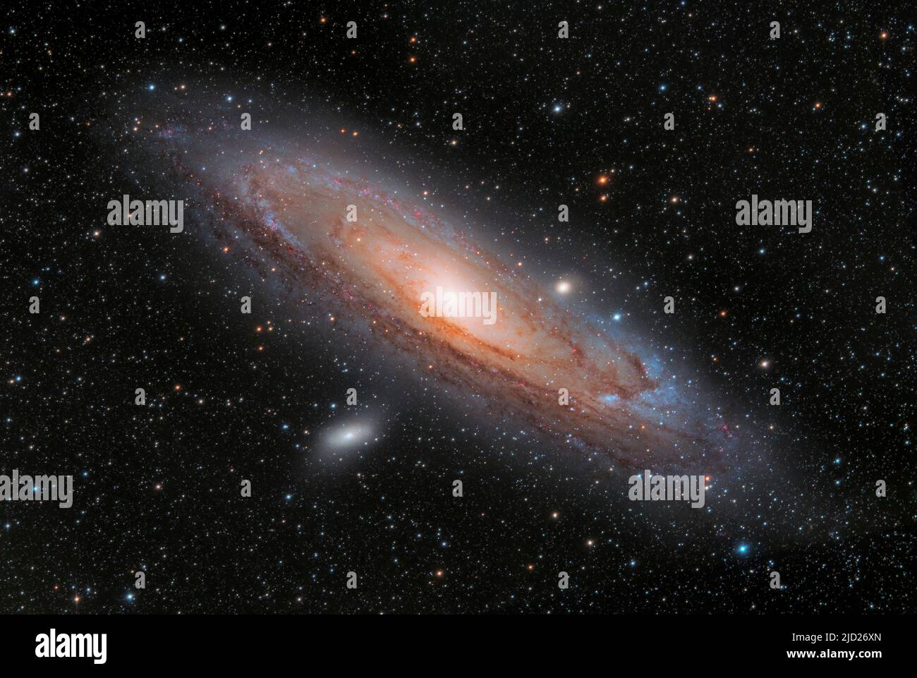 The Andromeda Galaxy (Messier 31) in constellation Andromeda. Member of the local galaxy group, about 2.5 l.y. away and easures about 220 000 l.y. acr Stock Photo
