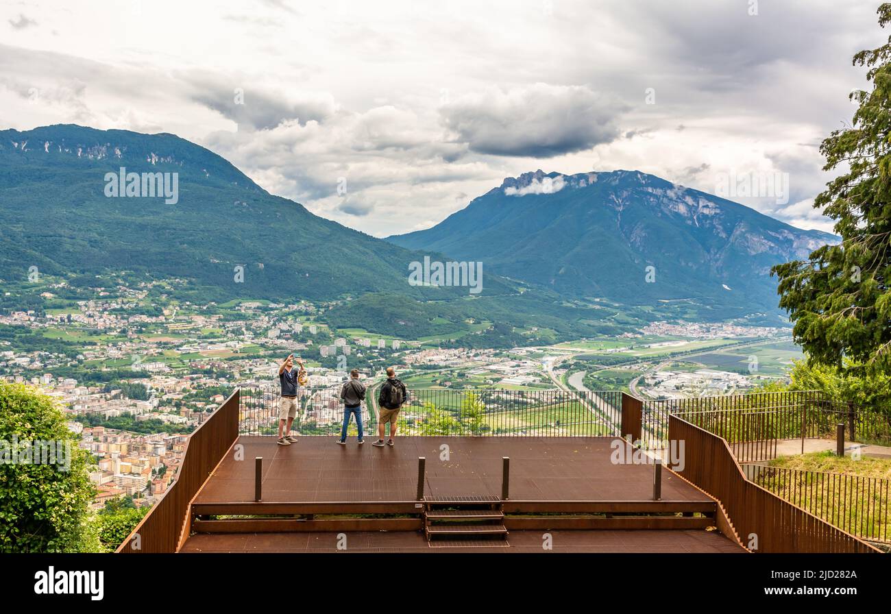 panoramic view of the city of trento from Sardagna, a town in the province of Trento, Trentino Alto Adige, northern Italy Stock Photo