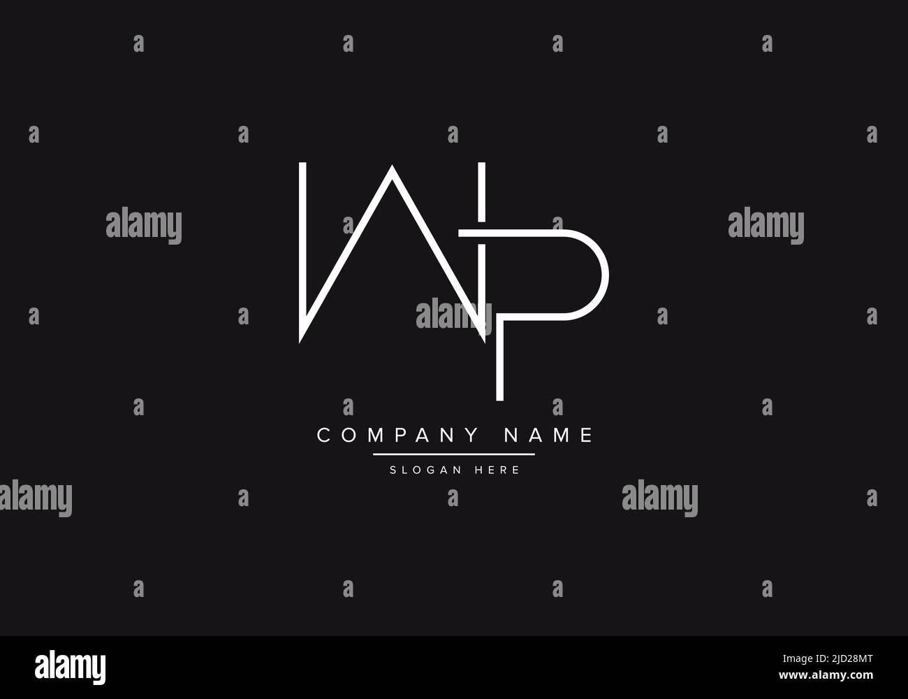 Alphabet letter icon logo WP Stock Vector