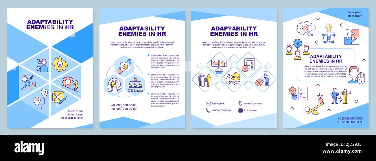 Adaptability enemies in HR blue brochure template Stock Vector