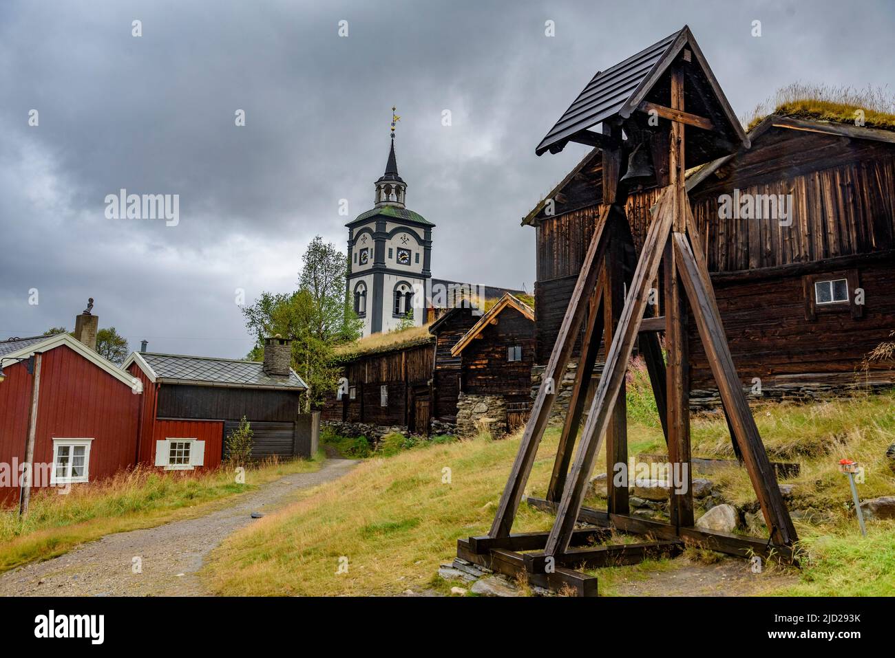 Church of Röros, an UNESCO World Herritage town, in Tröndelag, Norway. Stock Photo