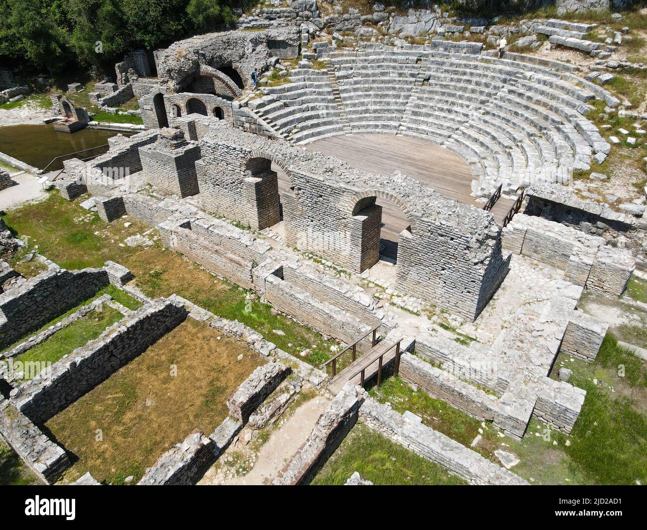 Drone view at the roman archaeological site of Butrinto on Albania