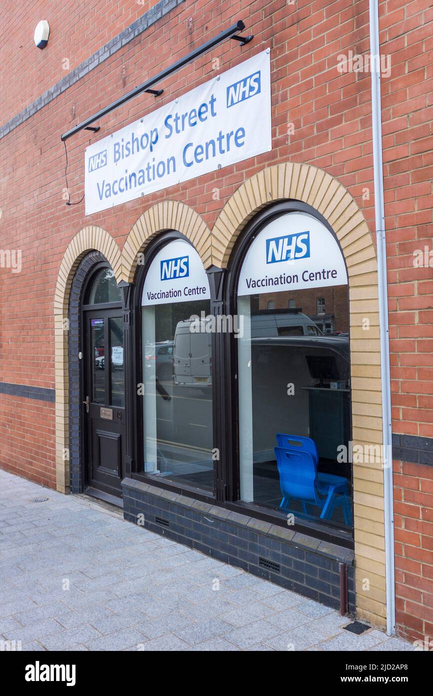 NHS Vaccination Centre in Bishop Street,Stockton on Tees,England,UK Stock Photo