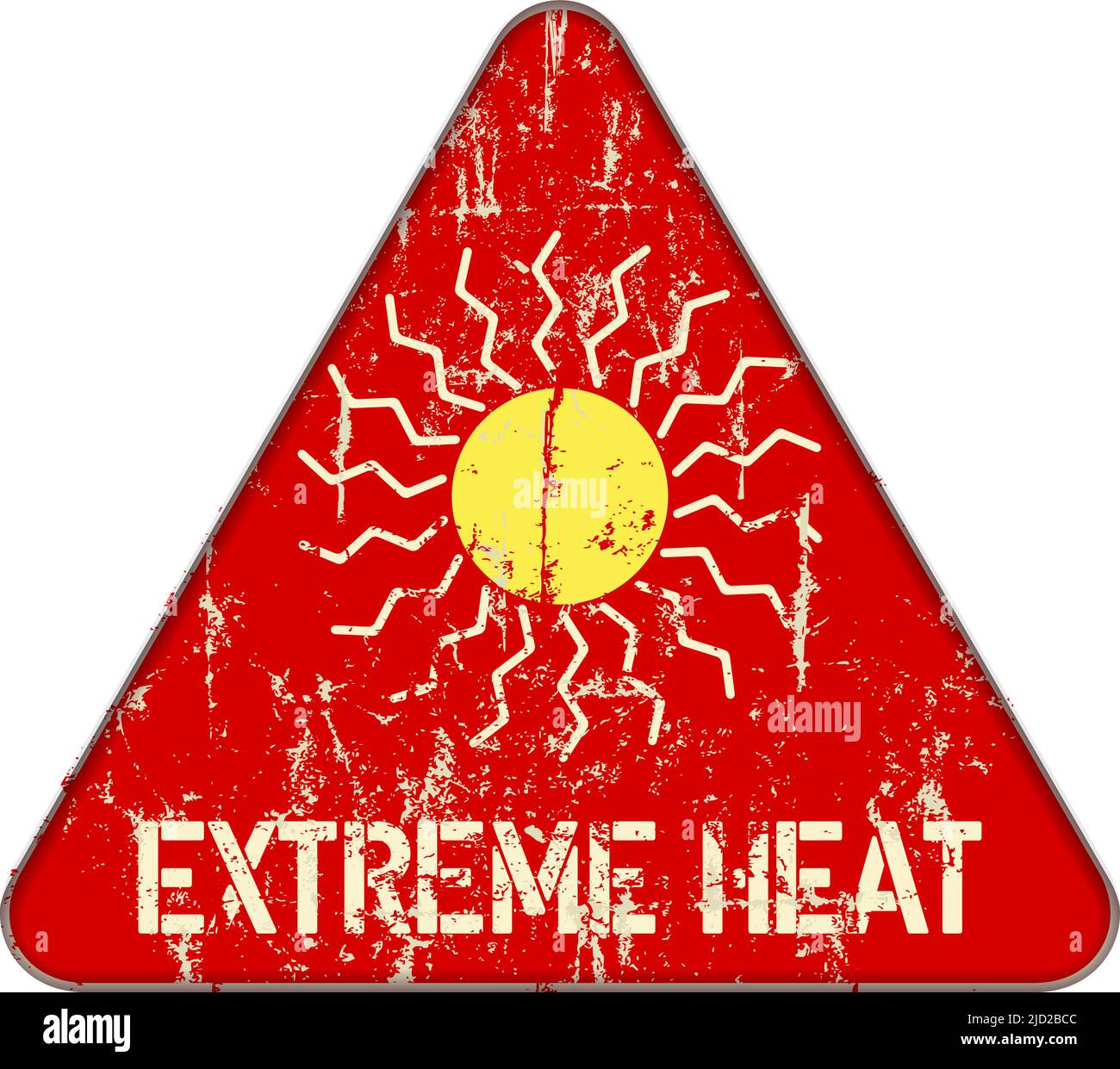 Heat warning sign, climate change concept, grungy sytyle vector illustration Stock Vector
